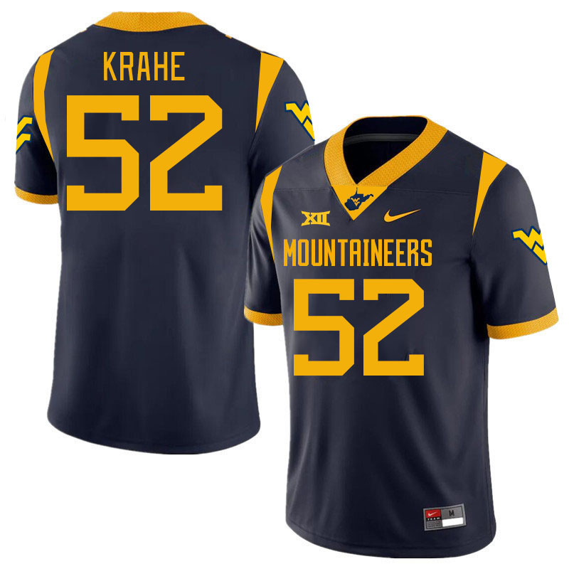 #52 Nick Krahe West Virginia Mountaineers College 2024 New Uniforms Football Jerseys Stitched Sale-Navy